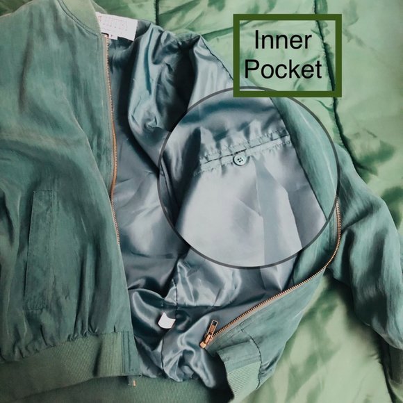 Women's WHITBY Green 100% SILK Bomber Jacket - Picture 6 of 7